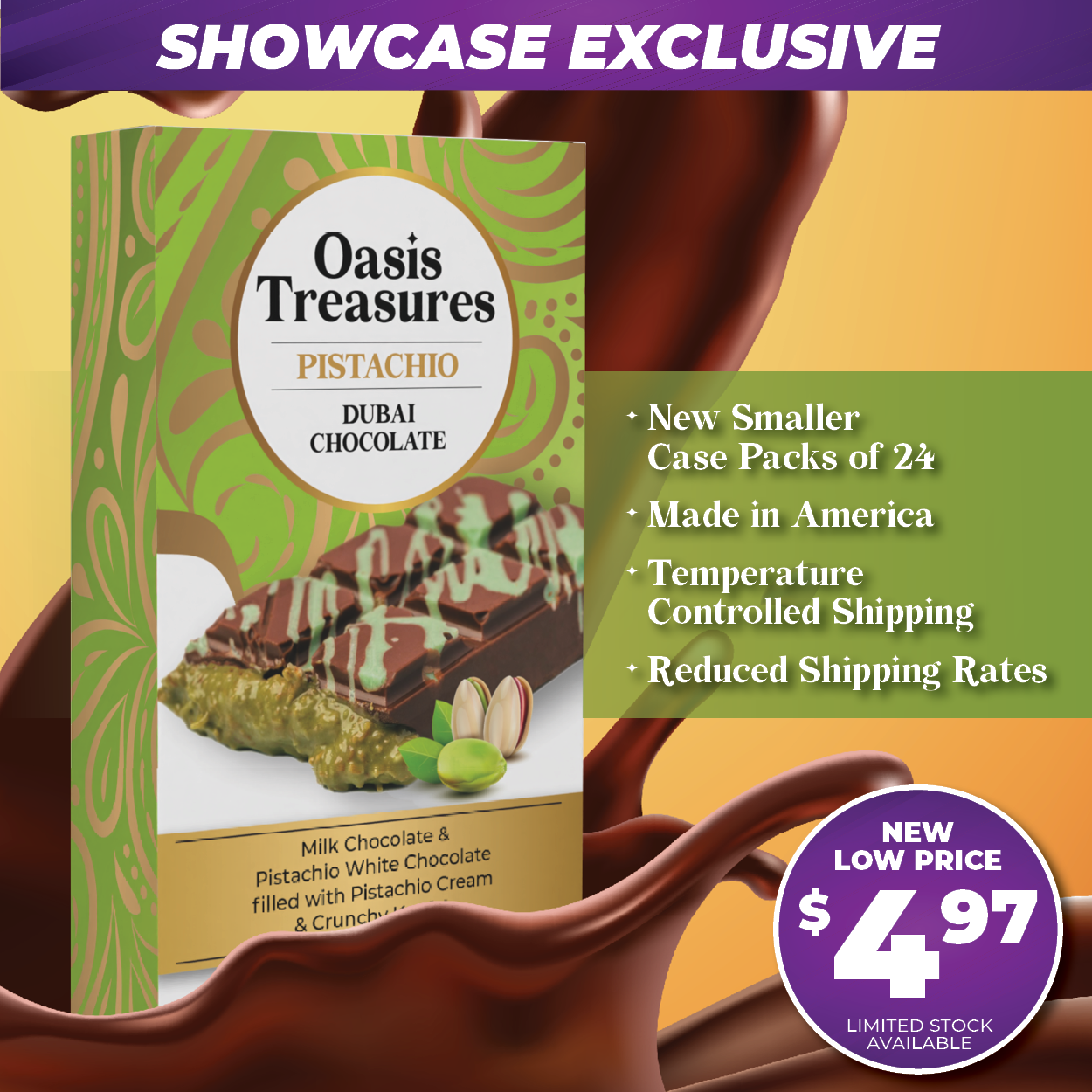 Dubai Chocolate Bar Pistachio by Oasis Treasures 70g