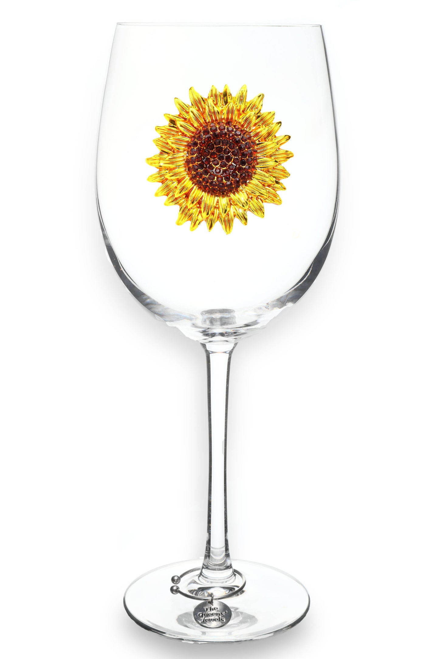 Sunflower Jeweled Stemmed Wine Glass