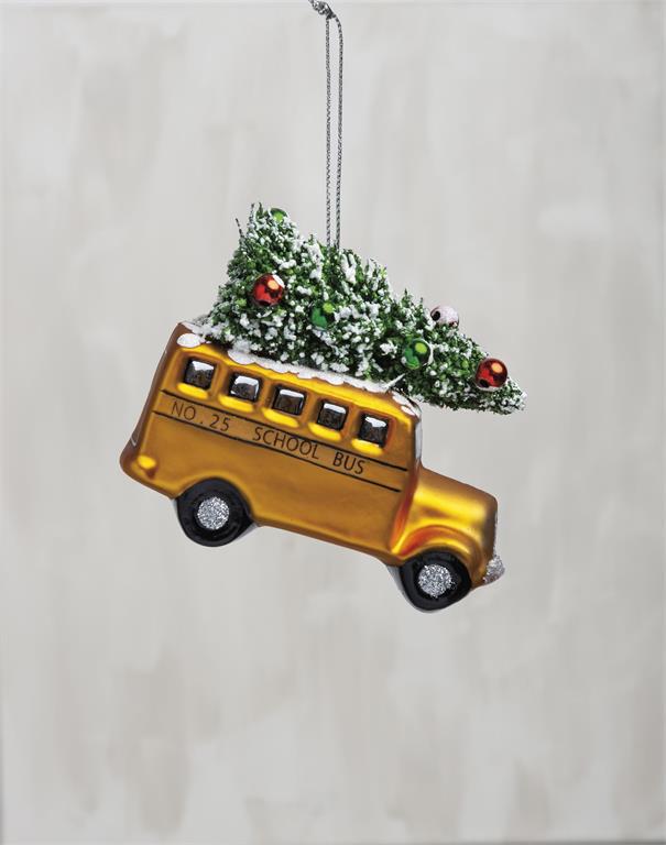 Glass School Bus Ornament