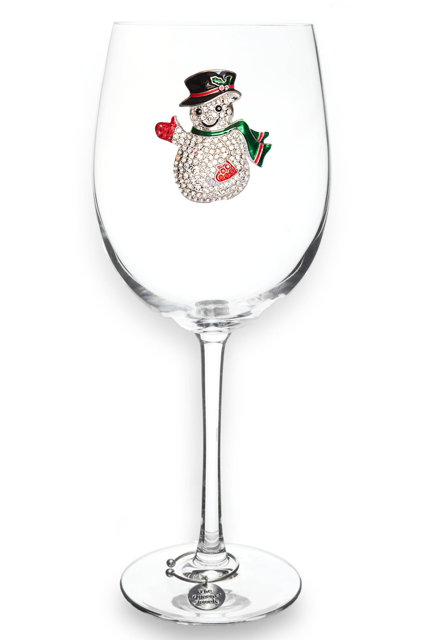 Snowman Jeweled Stemmed Wine Glass