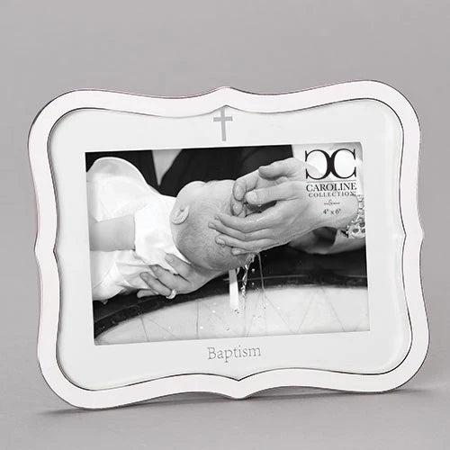 8.25"H WHITE BAPTISM FRAME 4X6