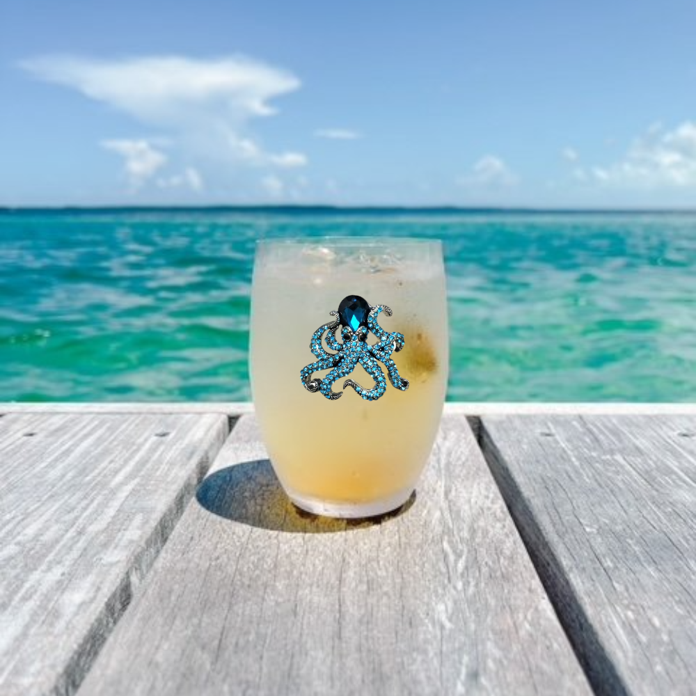 Octopus Jeweled Stemless Wine Glass