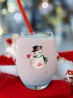 Snowman Jeweled Stemless Wine Glass