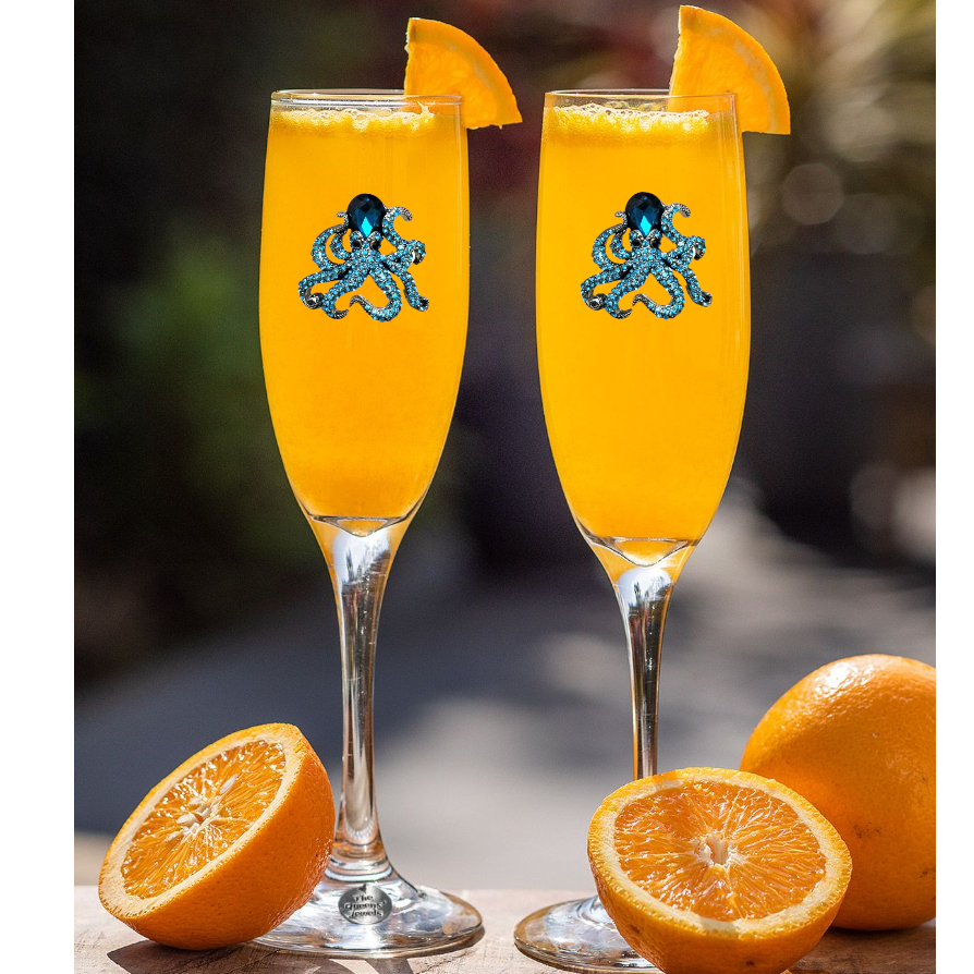 Octopus Jeweled Champagne Flute