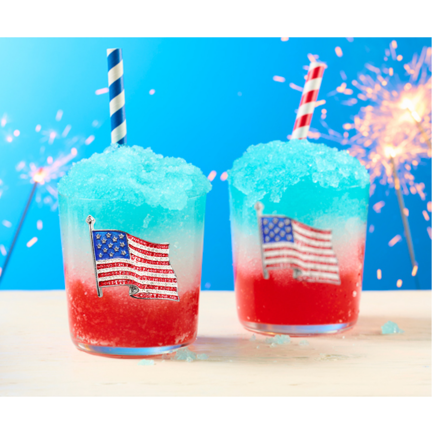 American Flag Jeweled Double Old Fashioned Glass