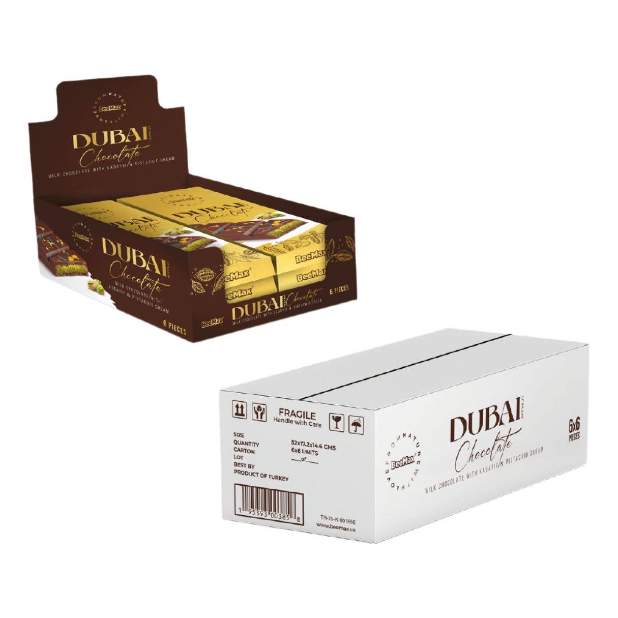 Dubai Milk Chocolate w Kadayif & Pistachio 7.05oz - 36ct