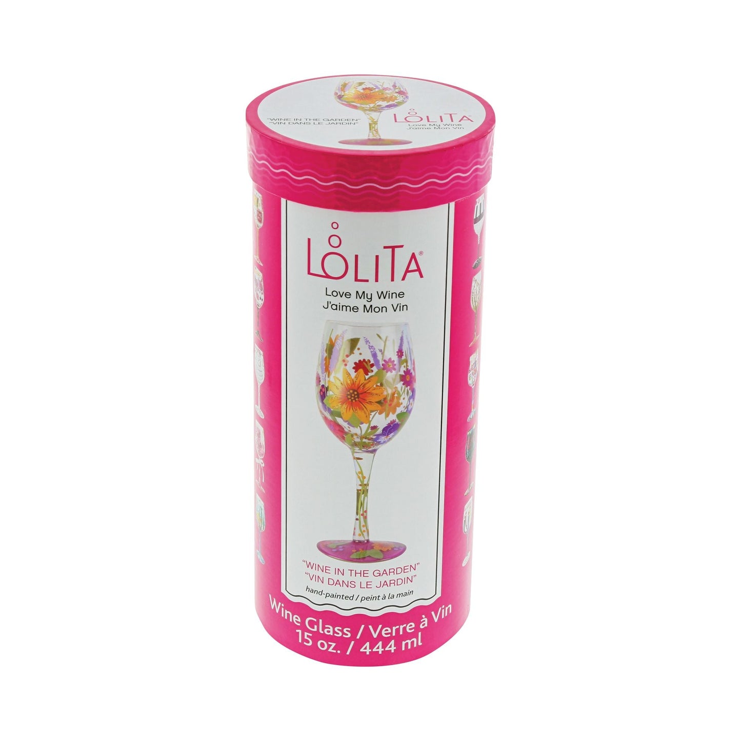 Wine in the Garden Hand-Painted Artisan Wine Glass, 15 oz.