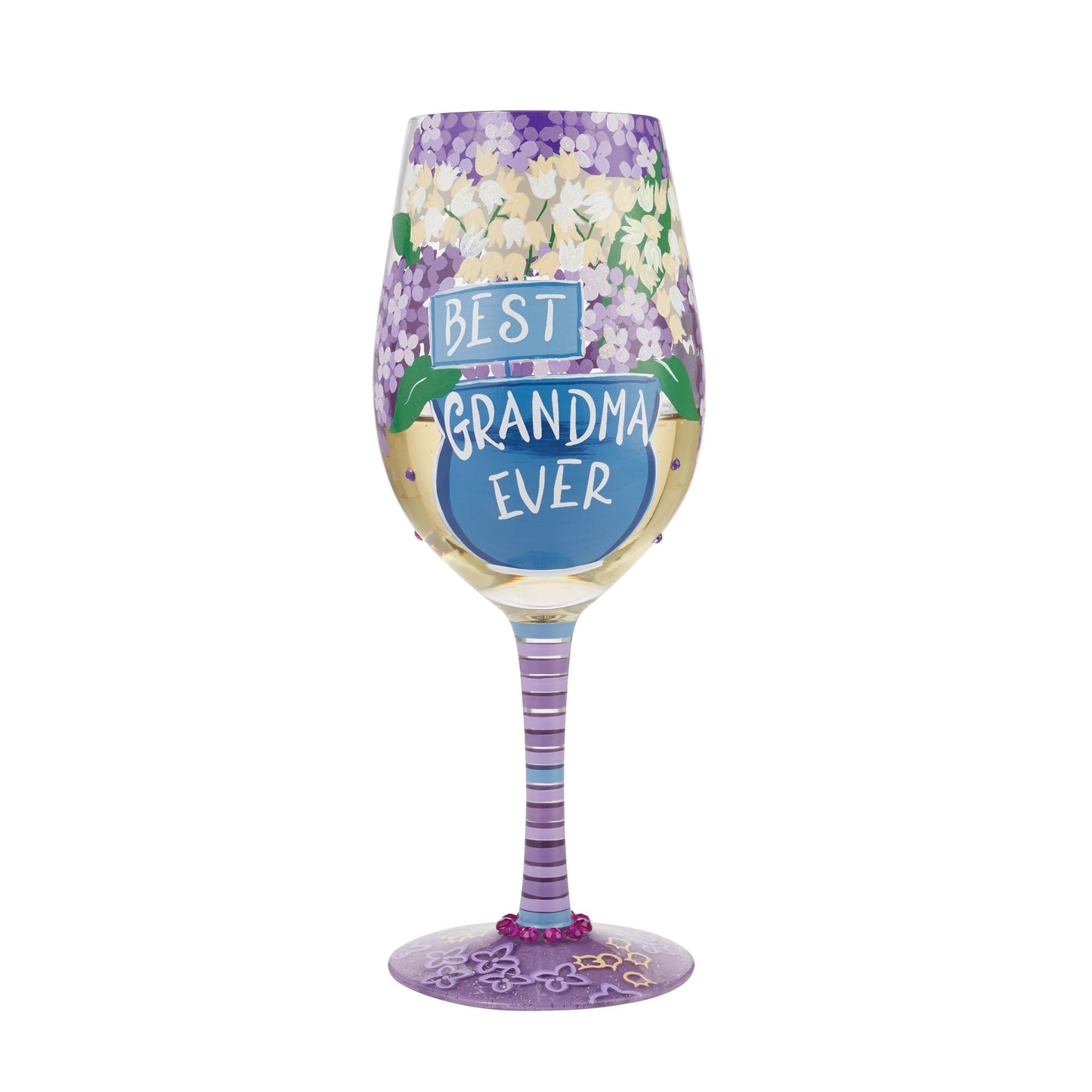 "Best Grandma Ever" Hand-Painted Wine Glass, 15 oz.