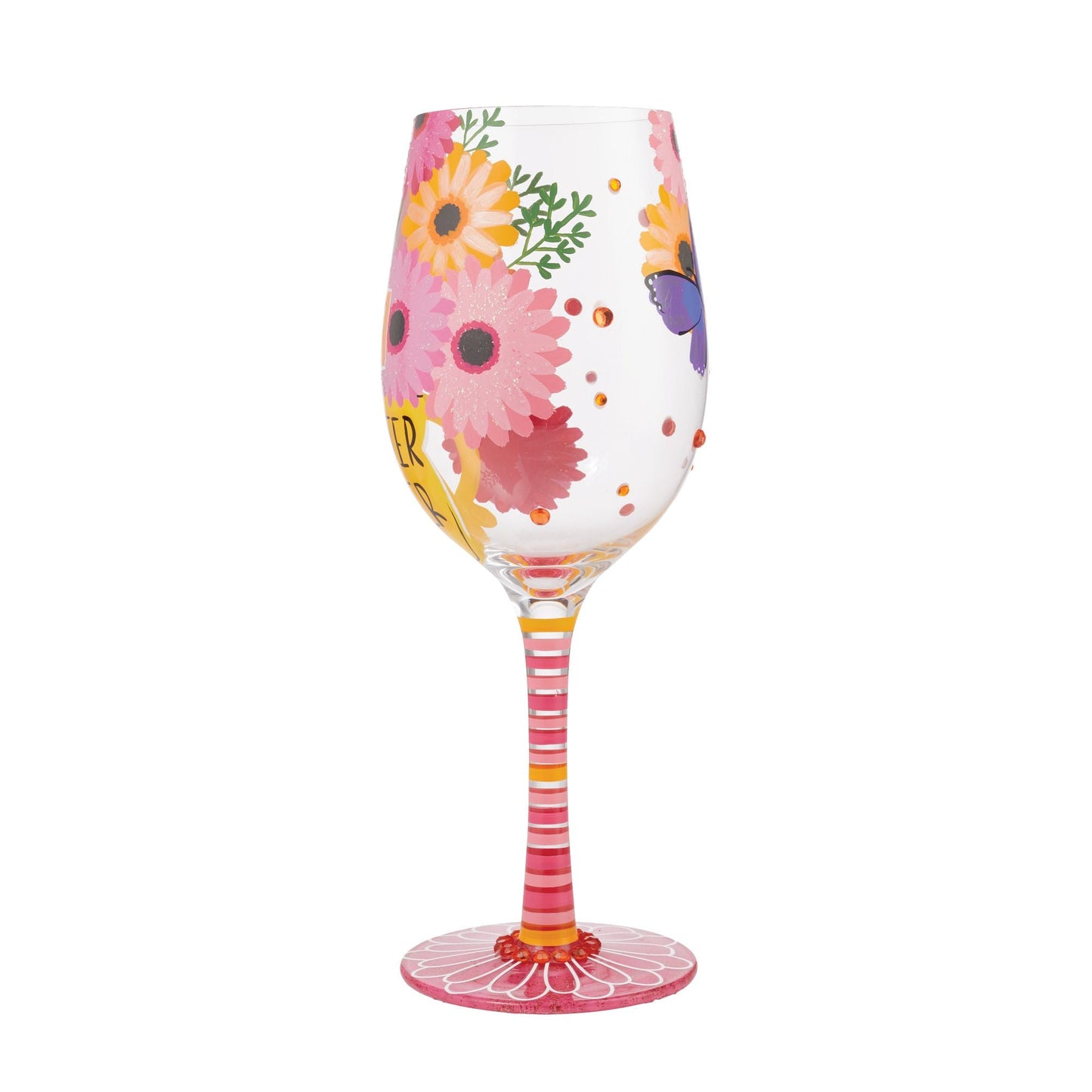 "Best Sister Ever" Hand-Painted Wine Glass, 15 oz.
