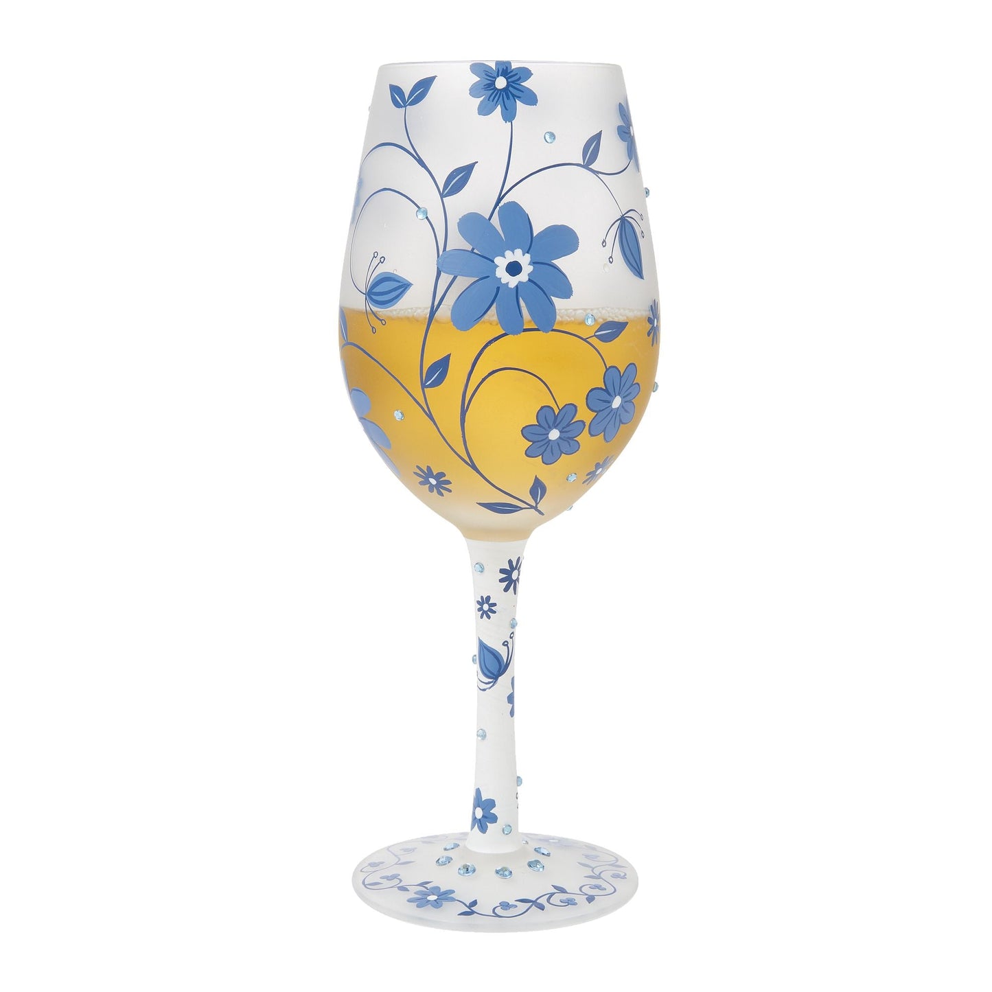 Chinoiserie Charm Hand Painted Wine Glass