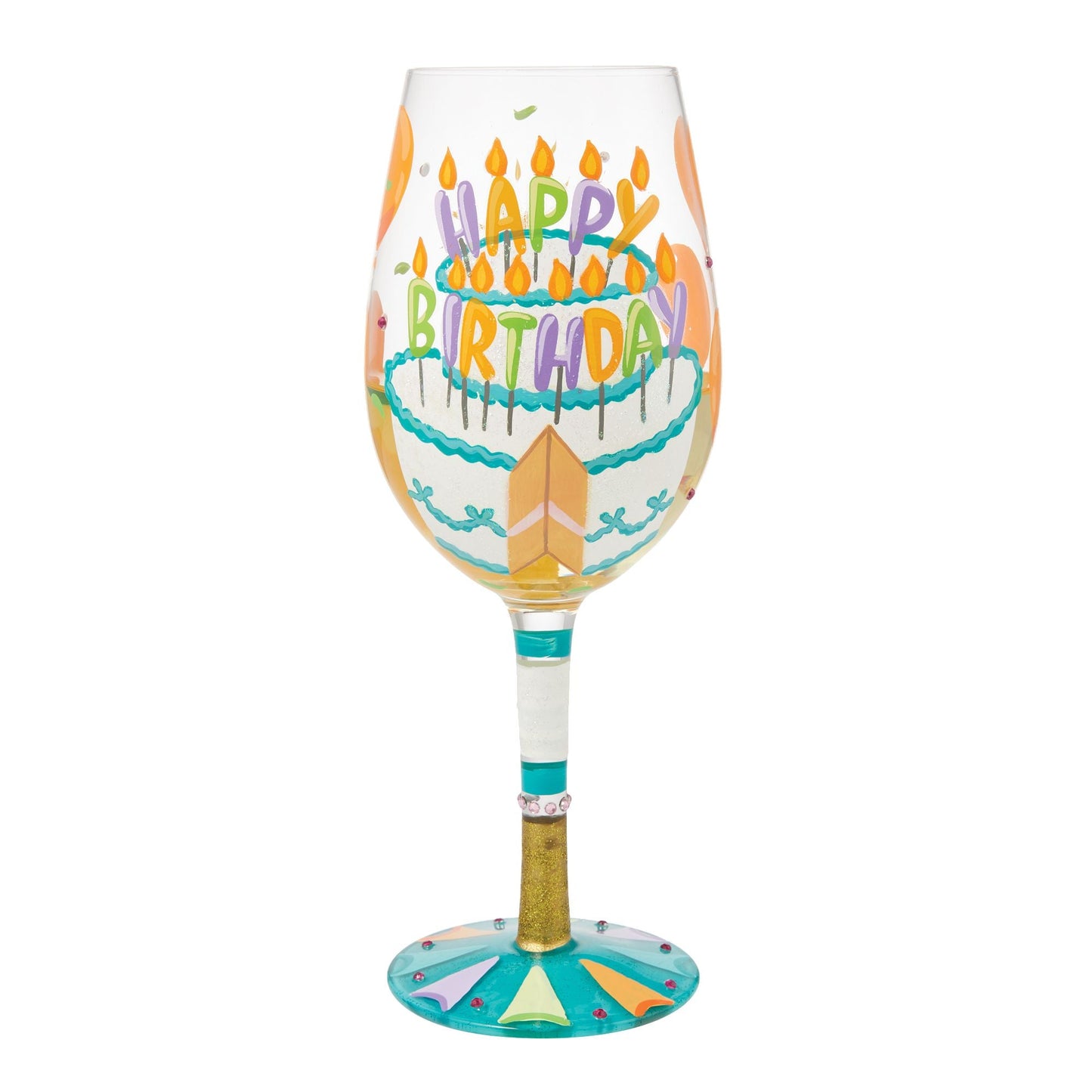 Birthday Slice Hand Painted Wine Glass
