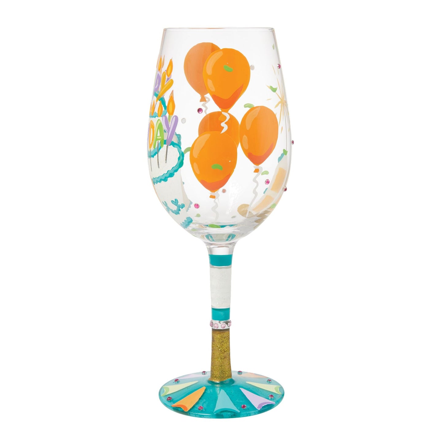 Birthday Slice Hand Painted Wine Glass