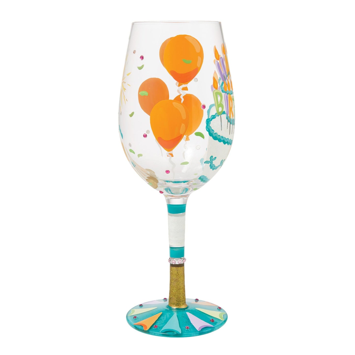 Birthday Slice Hand Painted Wine Glass
