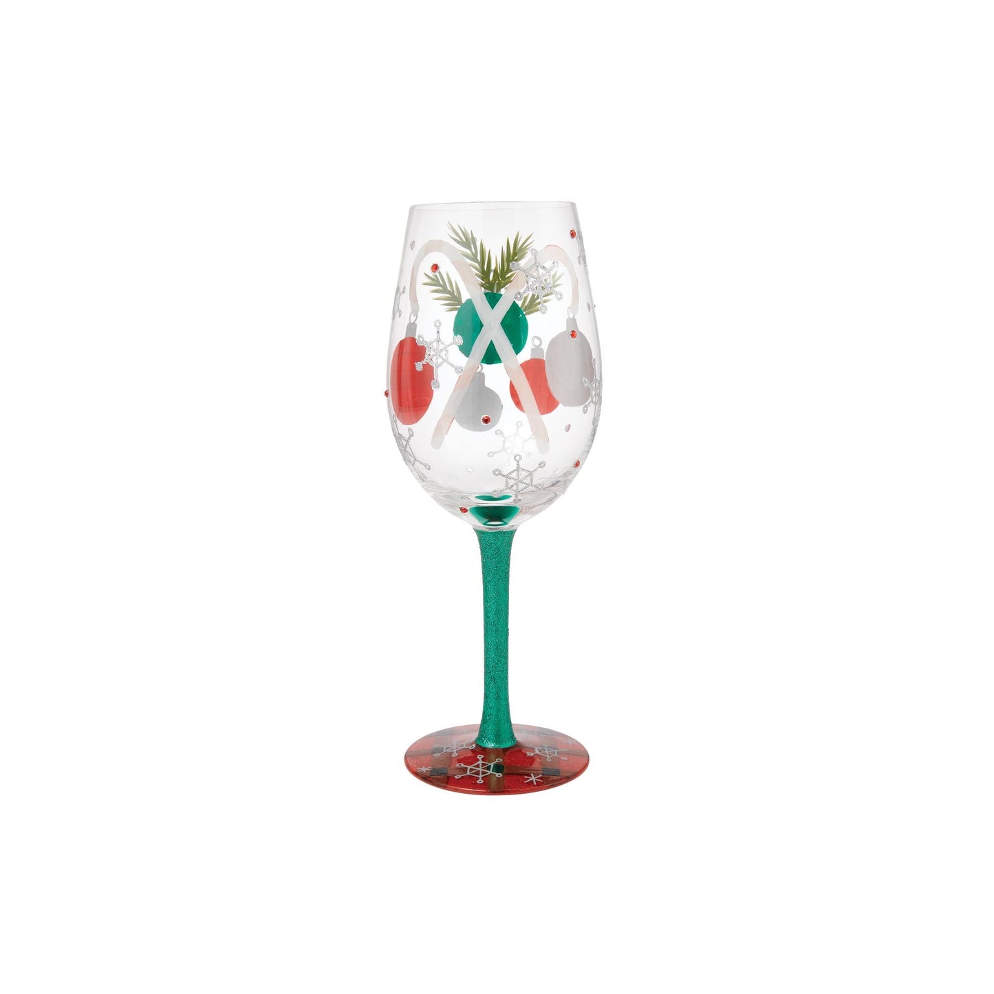 A Plaid Kind of Christmas Hand Painted Wine Glass