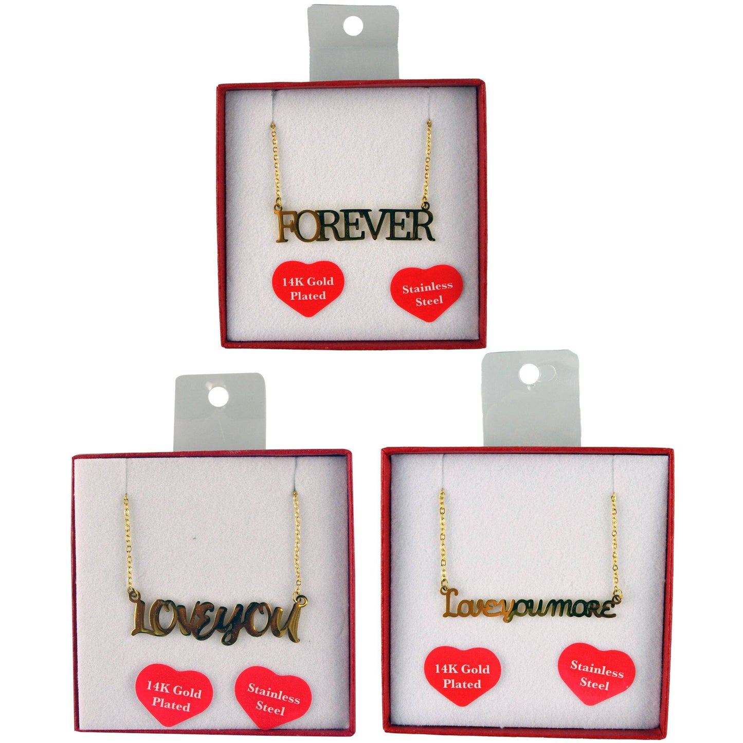 Valentine's Day Love Words Necklace Assortment- 3/Pack