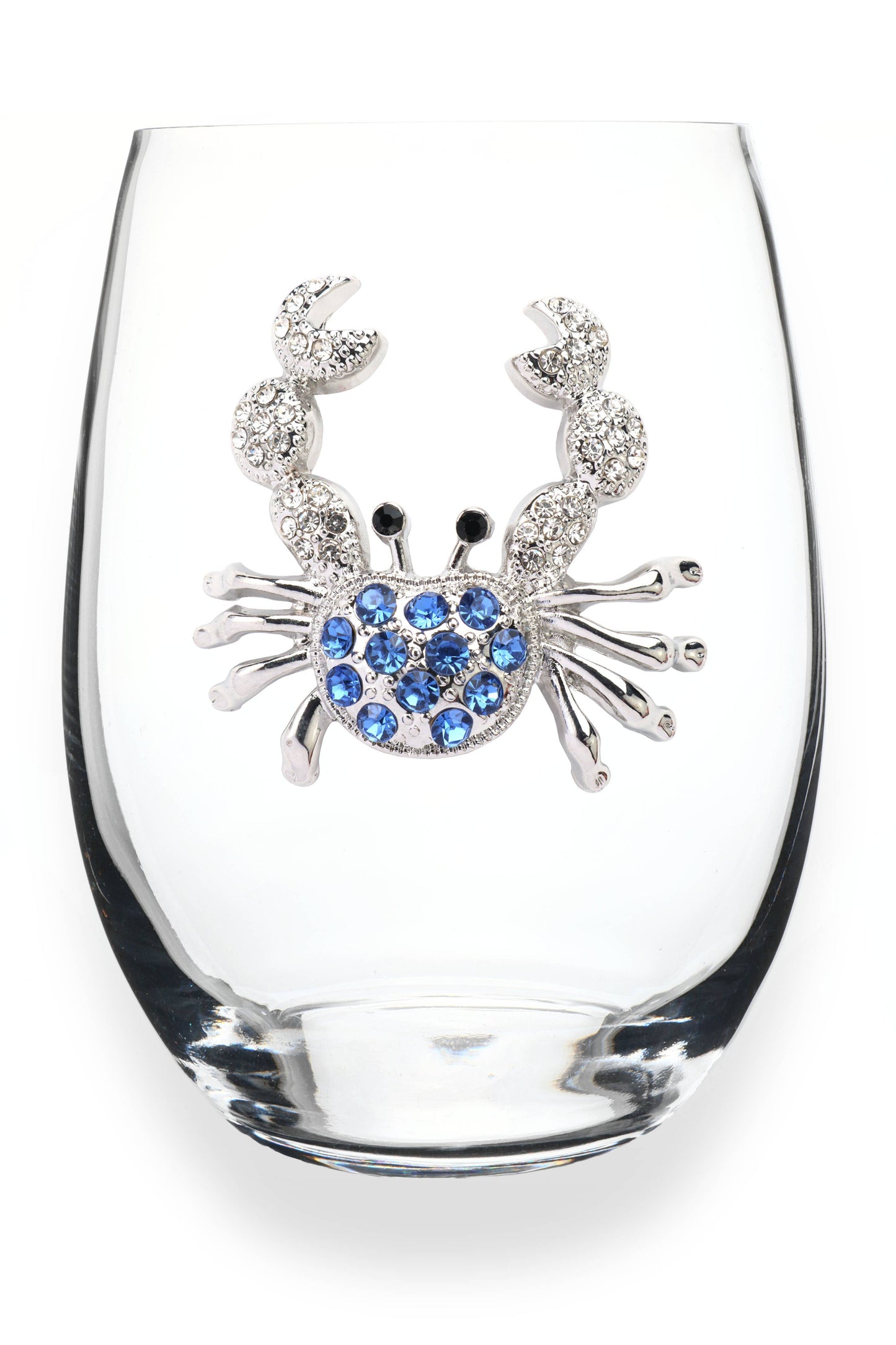 Blue Crab Jeweled Stemless Wine Glass