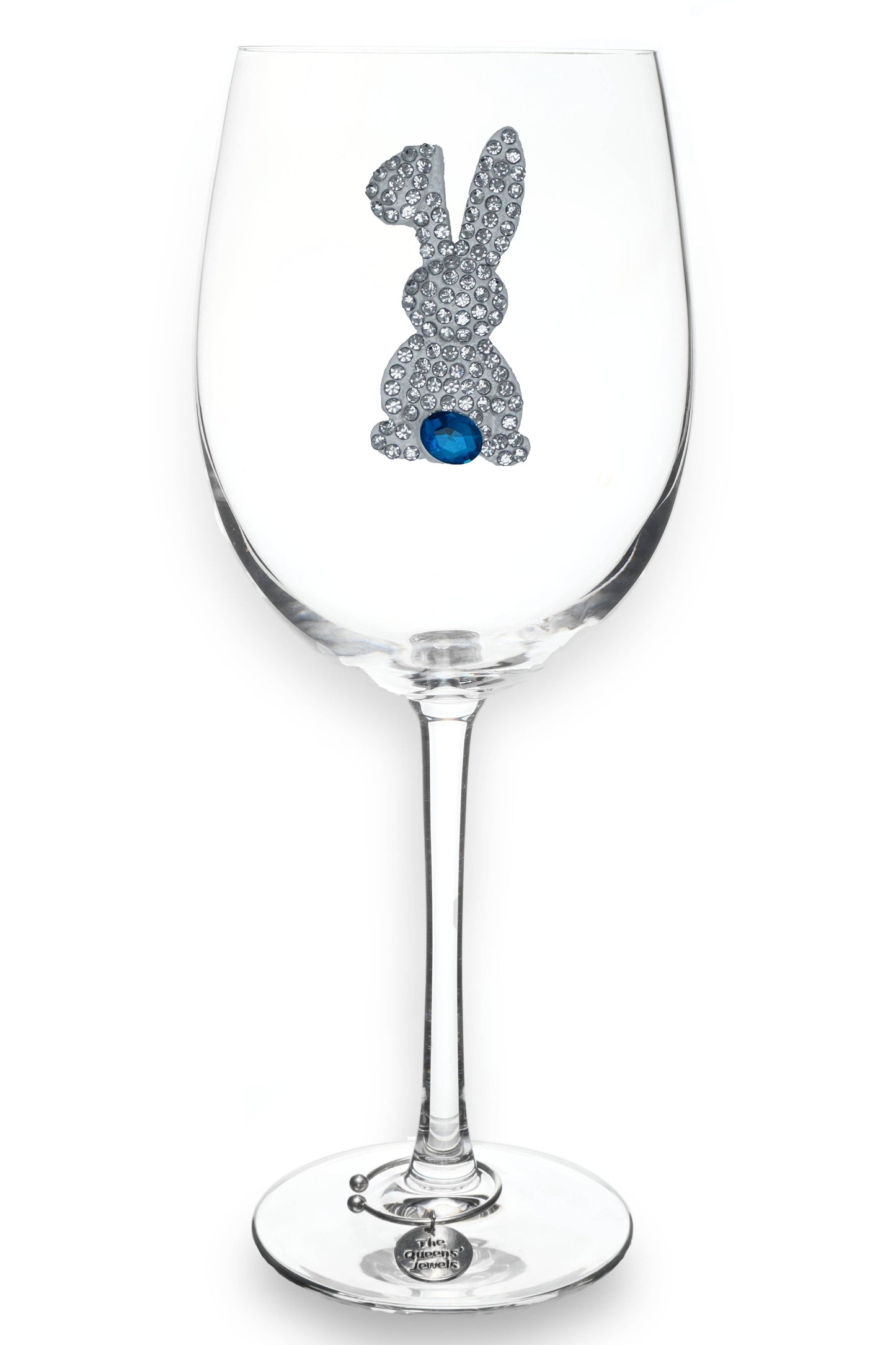 Easter Bunny Jeweled Stemmed Wine Glass