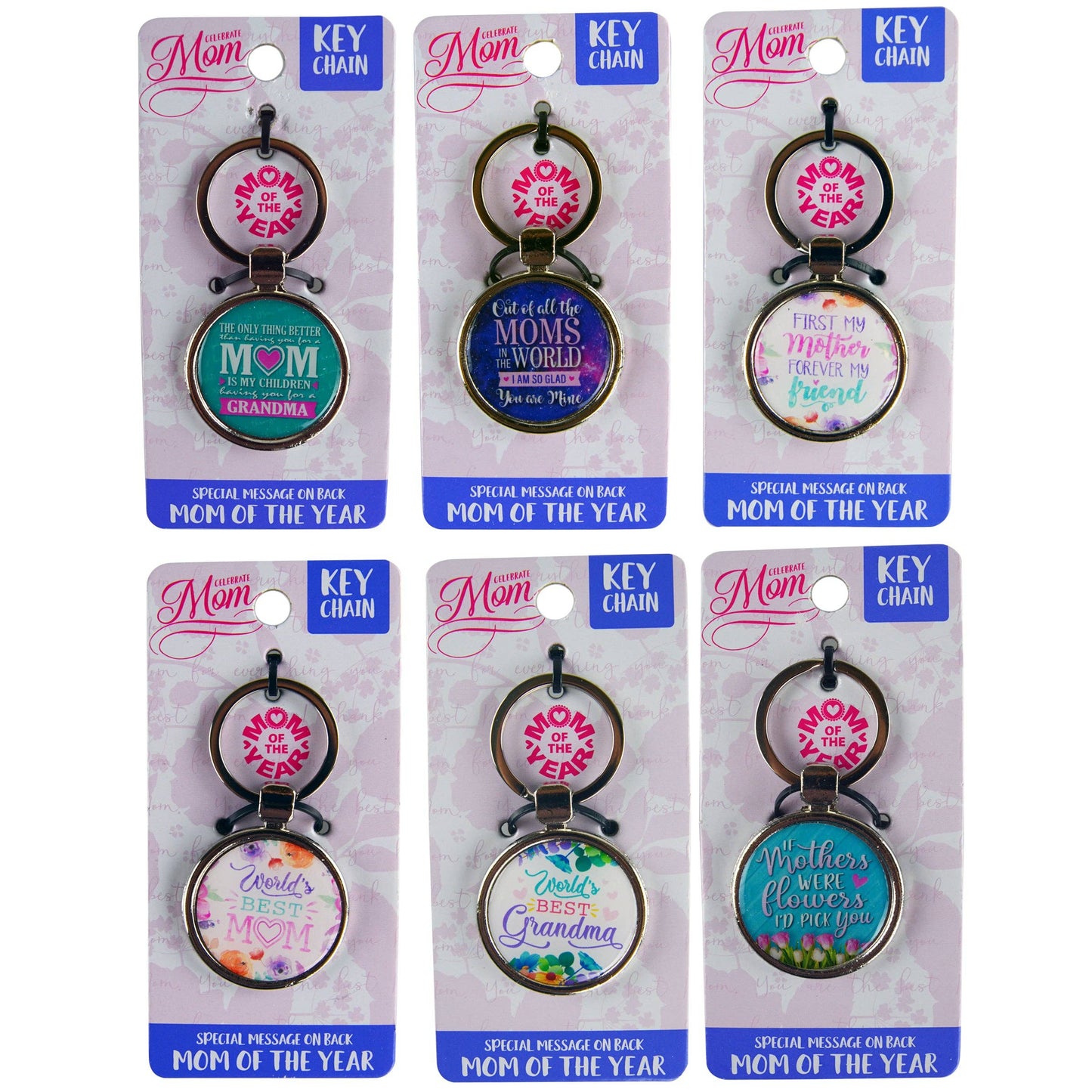 Mother's Day Mom Metal Keychain Carded Bulk Assortment