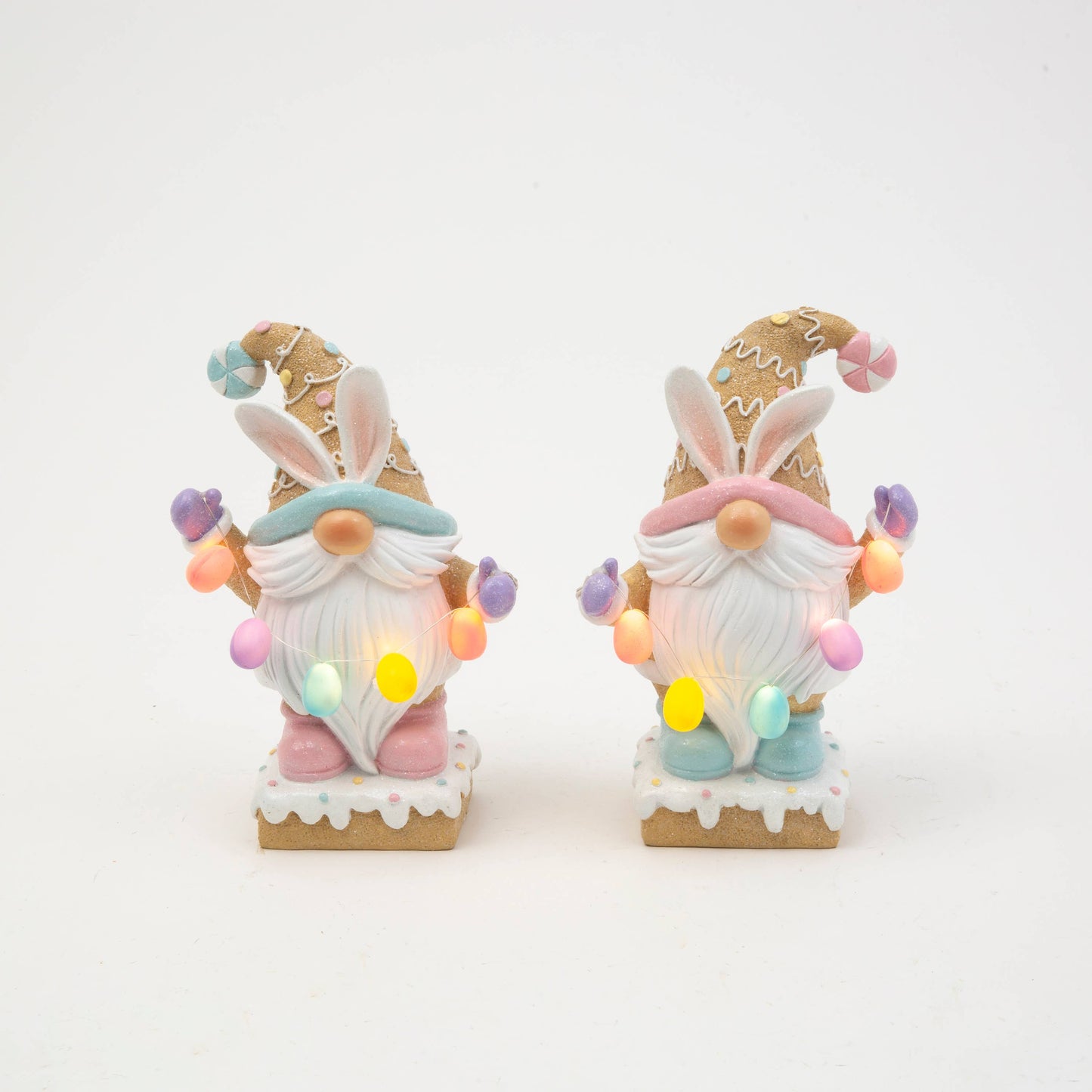 Promo 8"H B/O Lighted Resin Easter Gnome, 2 Asst