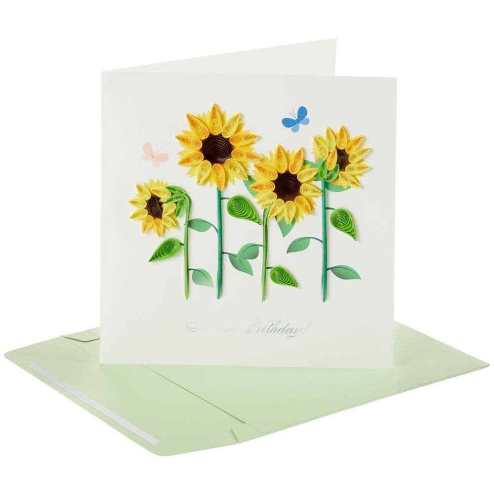 Quilled Four Sunflowers Birthday Card
