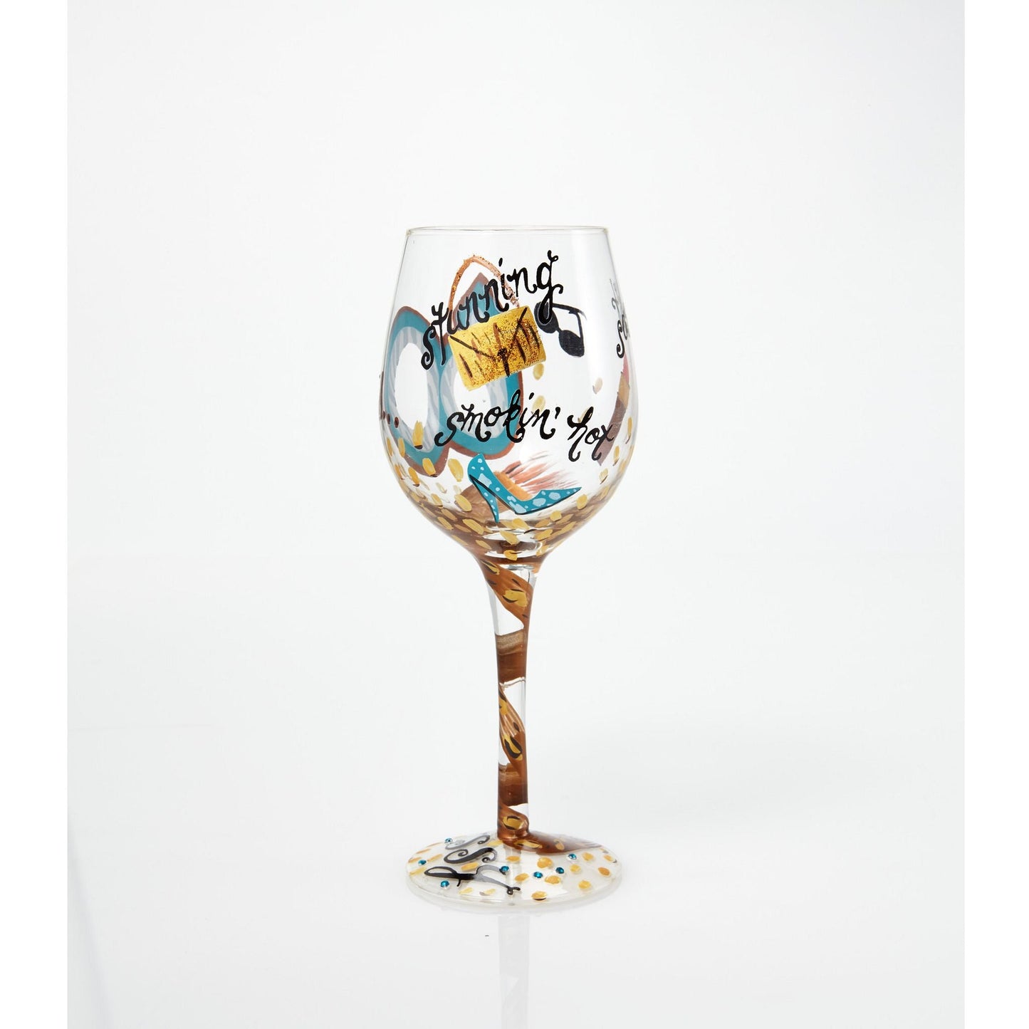 60 and Sassy Hand-painted Artisan Wine Glass, 15 oz.