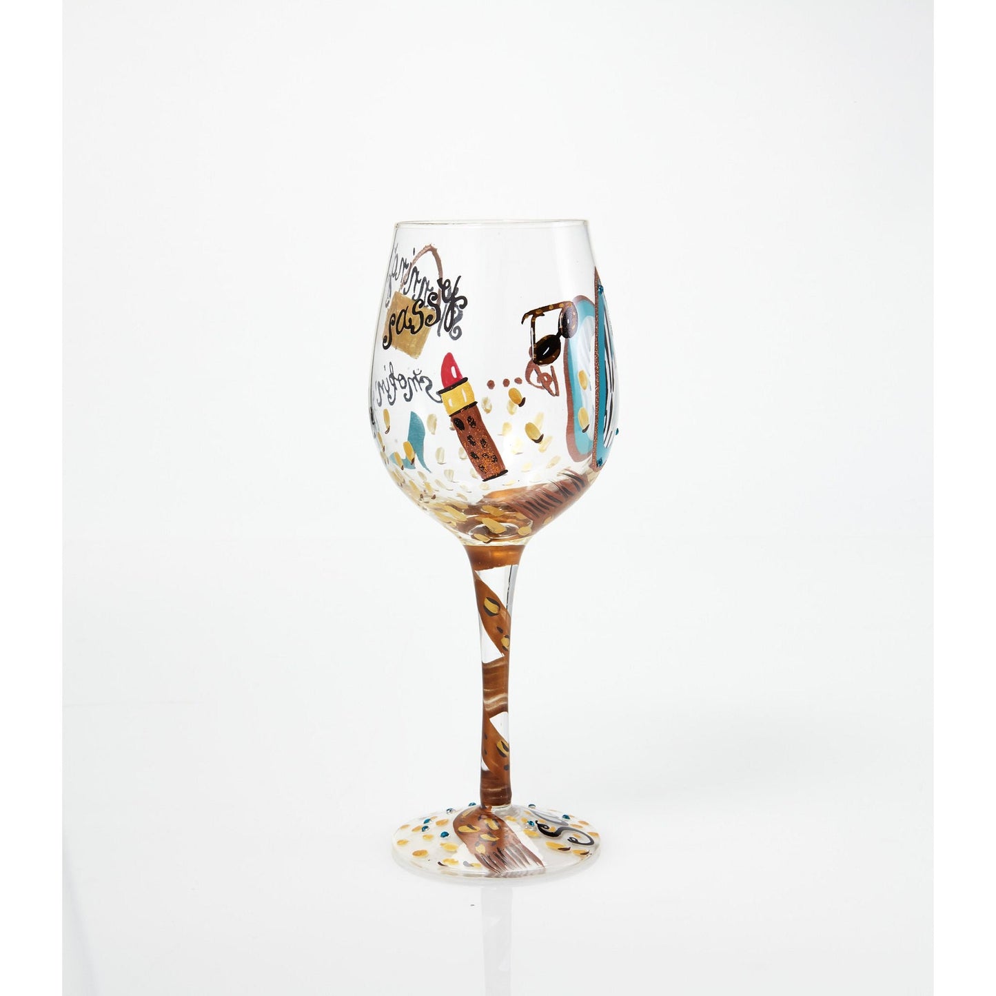 60 and Sassy Hand-painted Artisan Wine Glass, 15 oz.