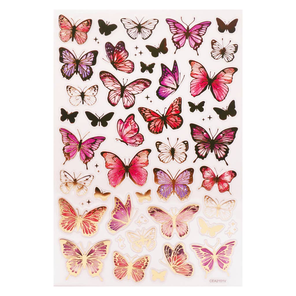 Blush Garden Butterfly Stickers – 49ct Foil Accents