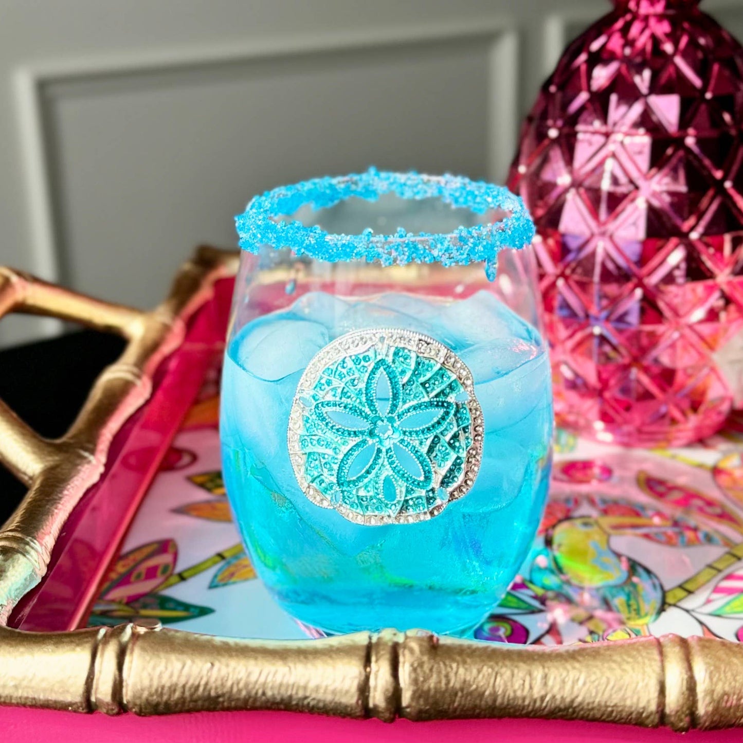 Sand Dollar Stemless Wine Glass