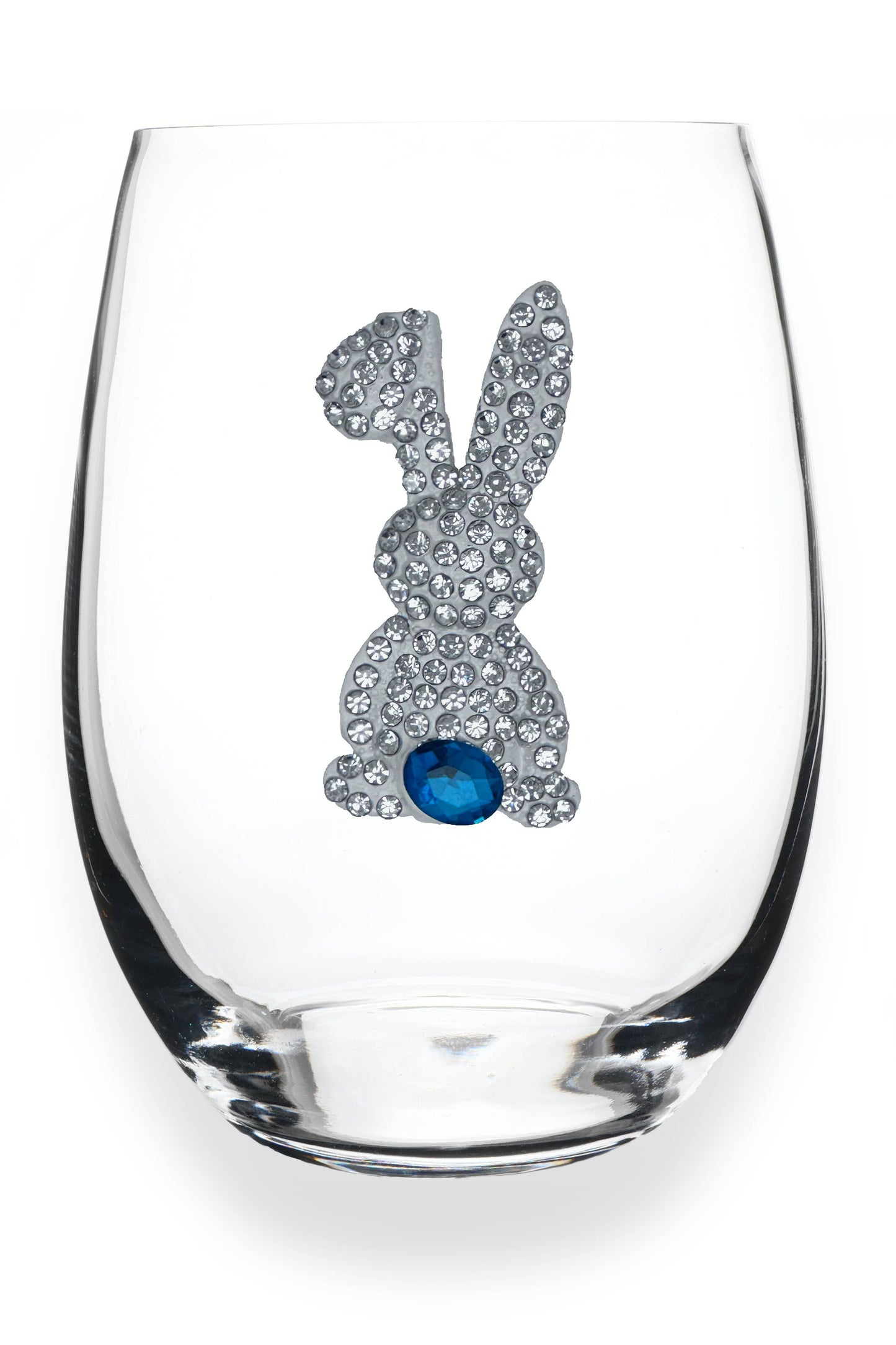 Easter Bunny Jeweled Stemless Wine Glass
