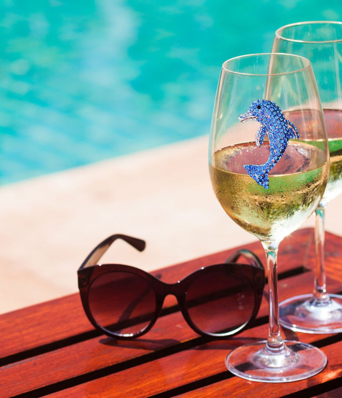 Dolphin Jeweled Stemmed Wine Glass
