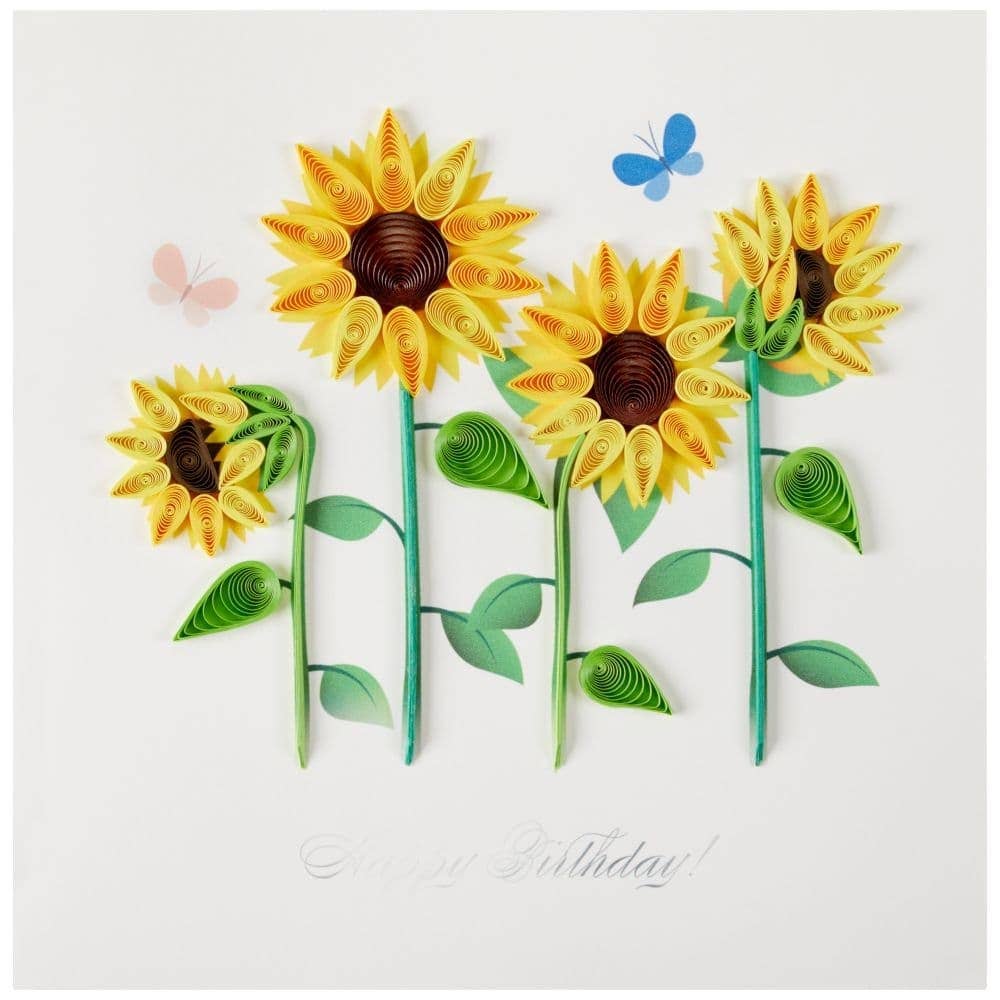Quilled Four Sunflowers Birthday Card