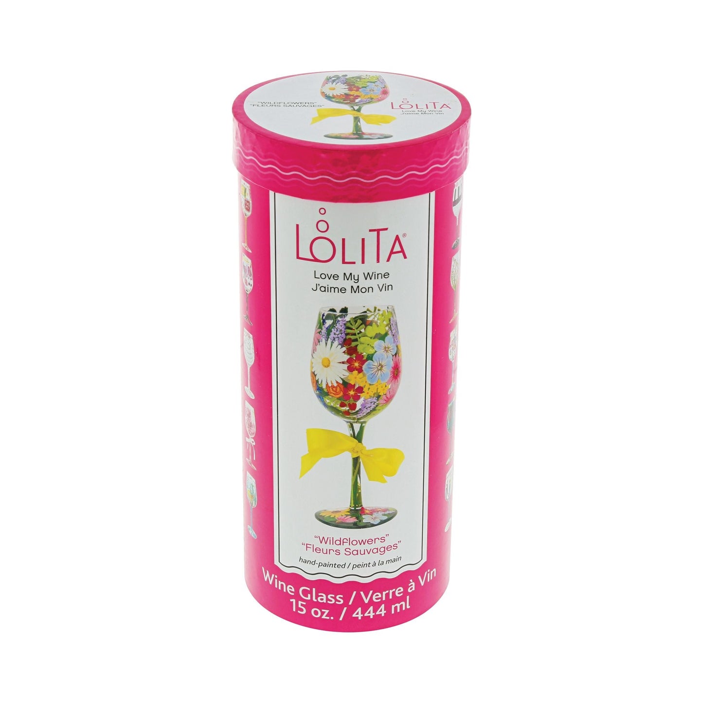 Wildflowers Hand-painted Artisan Wine Glass, 15 oz.