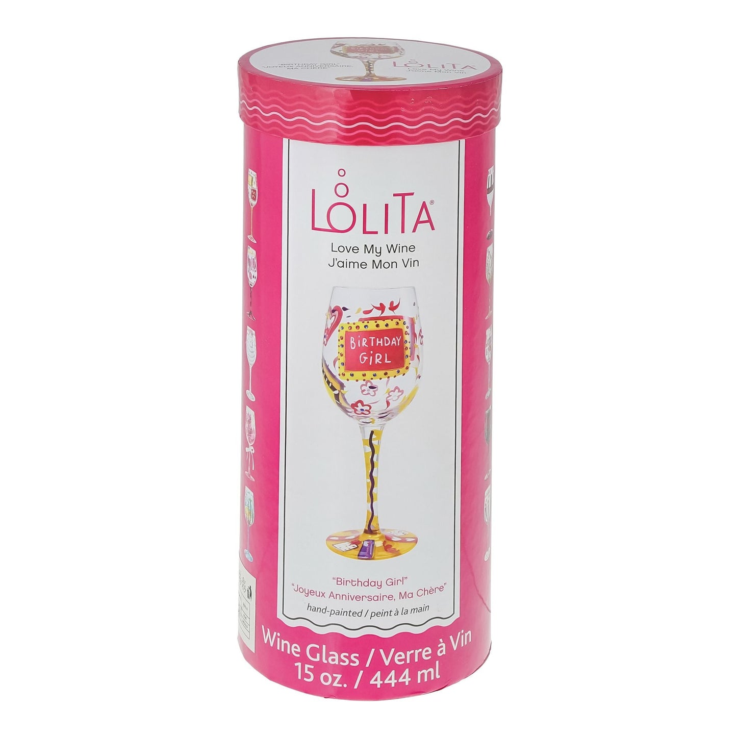 Lolita Birthday Girl Artisan Painted Wine Glass Gift