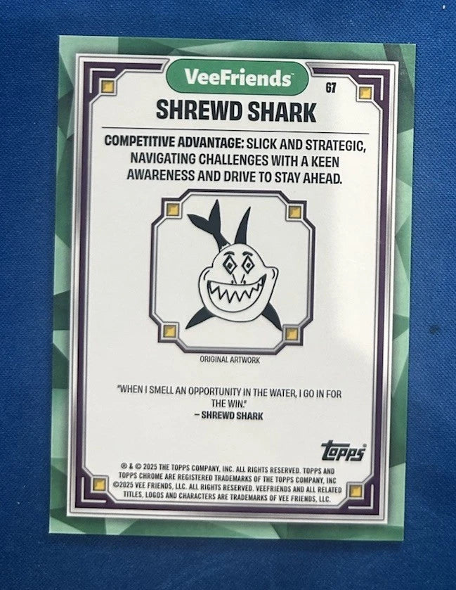 Shrewd Shark 2025 Topps Chrome Veefriends /75 Pink Refractor First π₯π₯