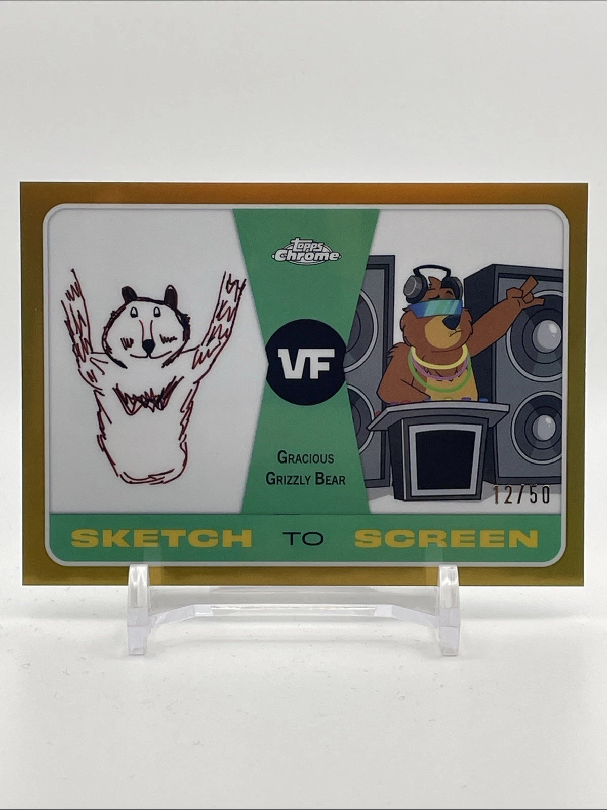 1 of 50 2025 Topps Chrome Veefriends SK-4 Sketch to Screen Gracious Grizzly Bear gold 50