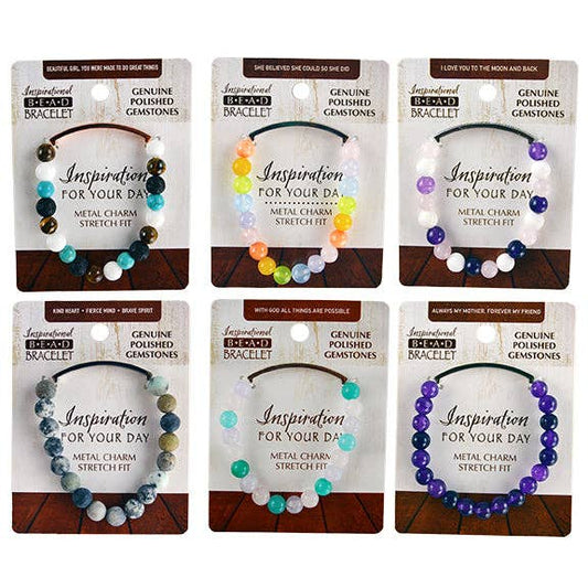 Gemstone & Bead Inspire Bracelet Assortment- 6/Pack