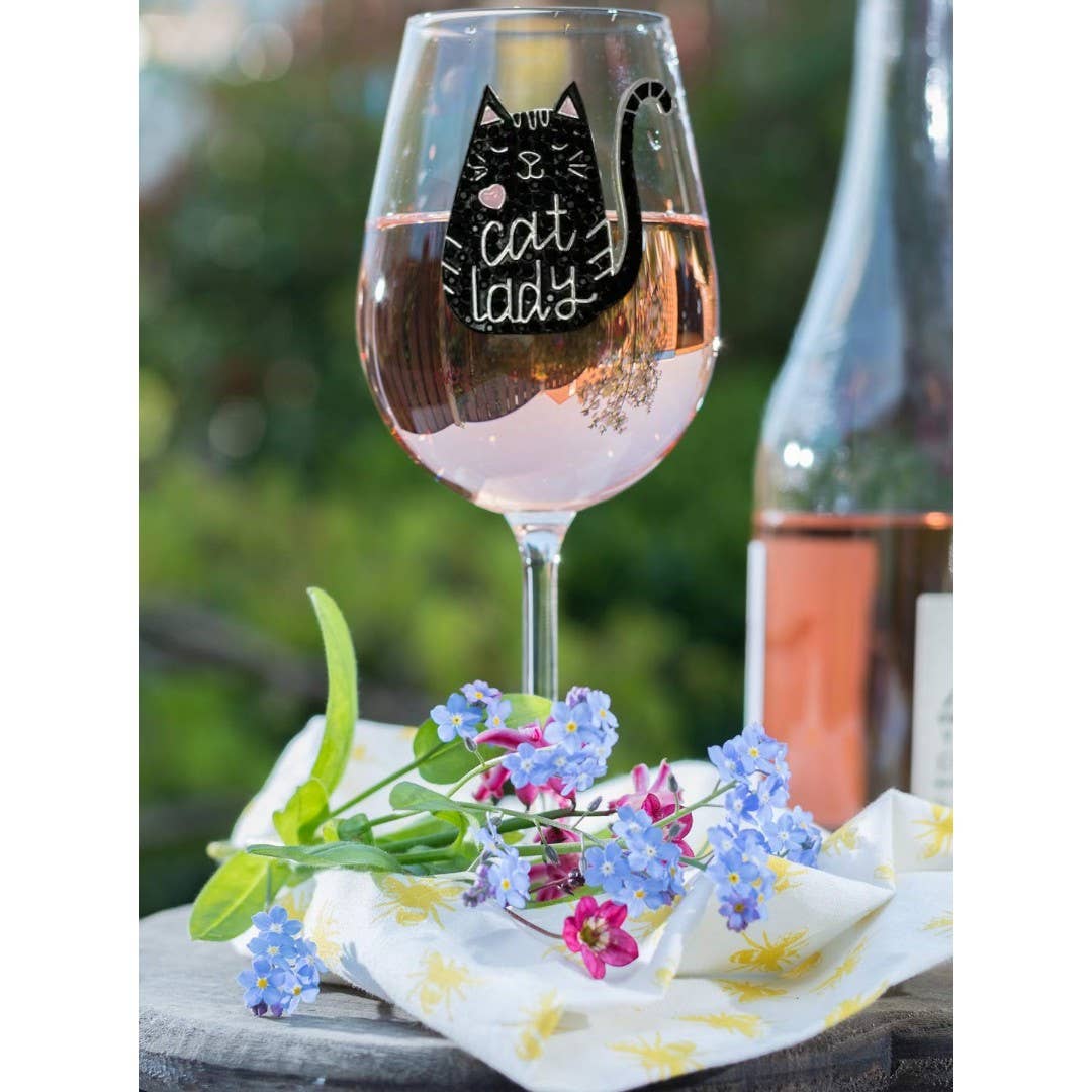 Cat Lady Stemmed Wine Glass
