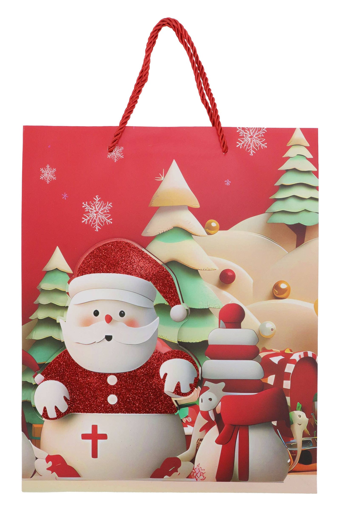 3d Glitter Christmas Santa Gift Bag - 12 Pcs