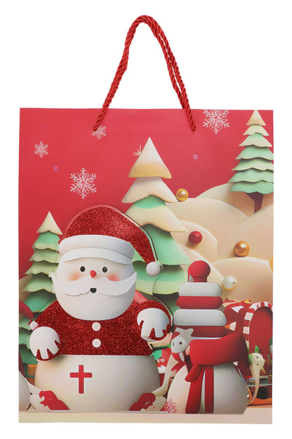 3d Glitter Christmas Santa Gift Bag - 12 Pcs