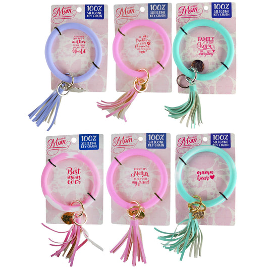 Mother's Day Silicone Keychain Wristlet Assortment- 6/Pack
