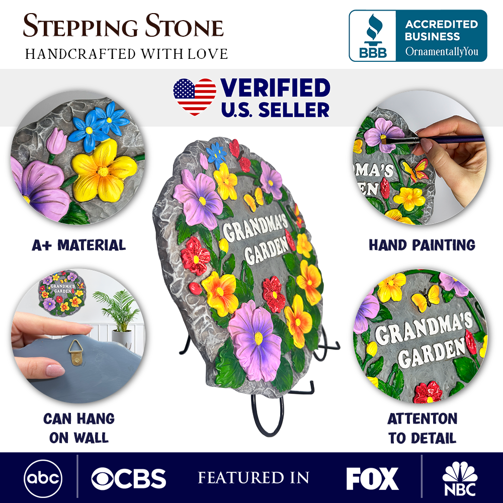 Grandma’s Garden Floral Stepping Stone, 9.5" Outdoor Decor