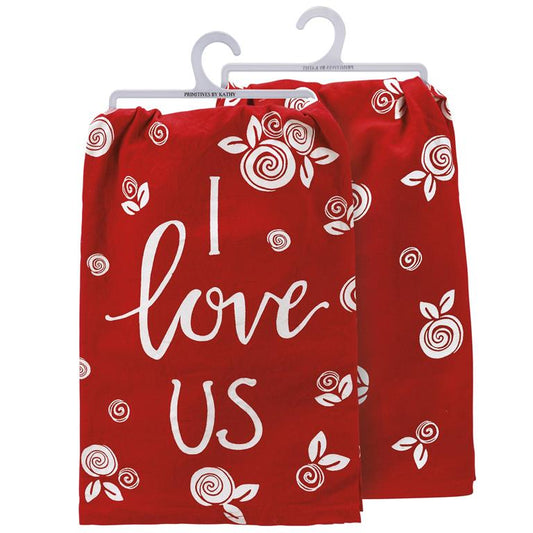Floral I Love Us Kitchen Towel