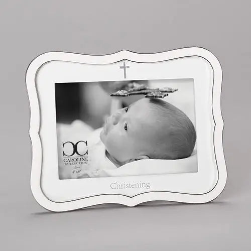 6.5"H WHITE CHRISTENING FRAME