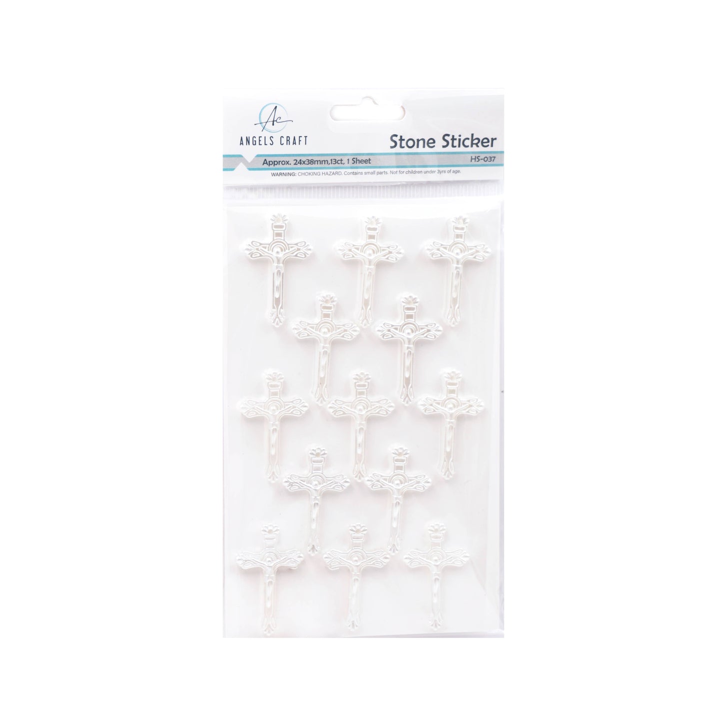 Cross Stickers – Wooden & Rhinestone, 6 Styles