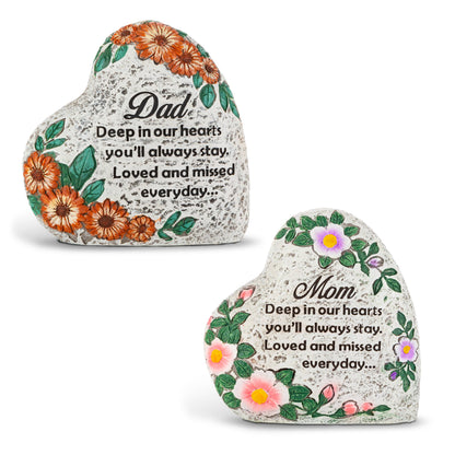 Promo Gerson 4.8"H Floral Dad & Mom Heart Stone, 2 Asst