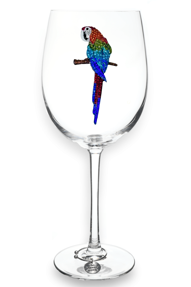 Parrot Jeweled Stemmed Wine Glass