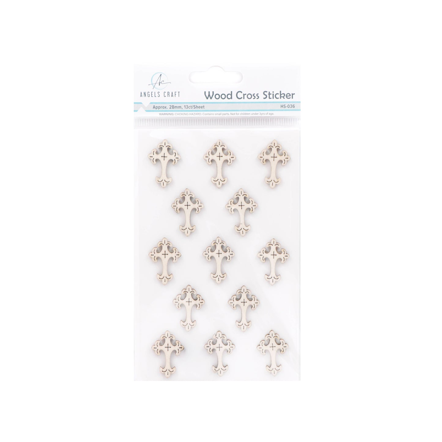 Cross Stickers – Wooden & Rhinestone, 6 Styles