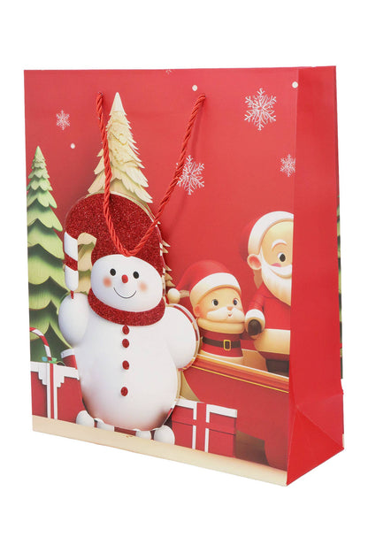3d Glitter Christmas Santa Gift Bag - 12 Pcs