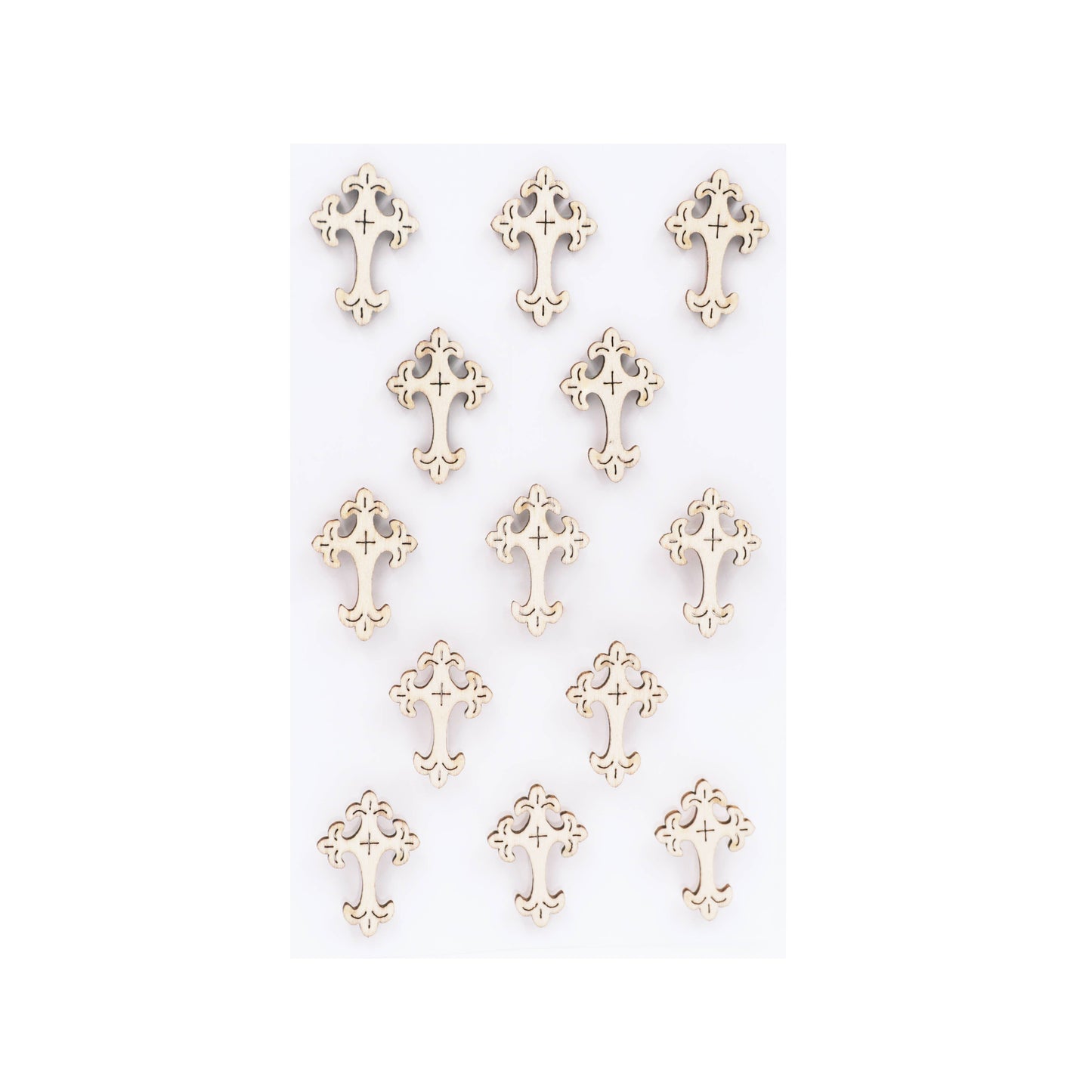 Cross Stickers – Wooden & Rhinestone, 6 Styles