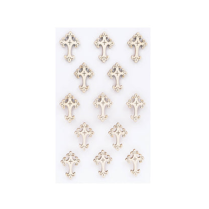 Cross Stickers – Wooden & Rhinestone, 6 Styles